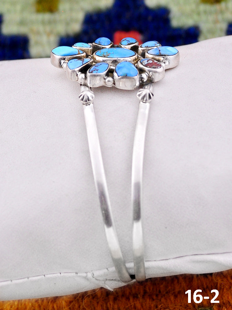 Southwest Handmade Golden Hill’s Turquoise & Sterling Silver Cuff Bracelet