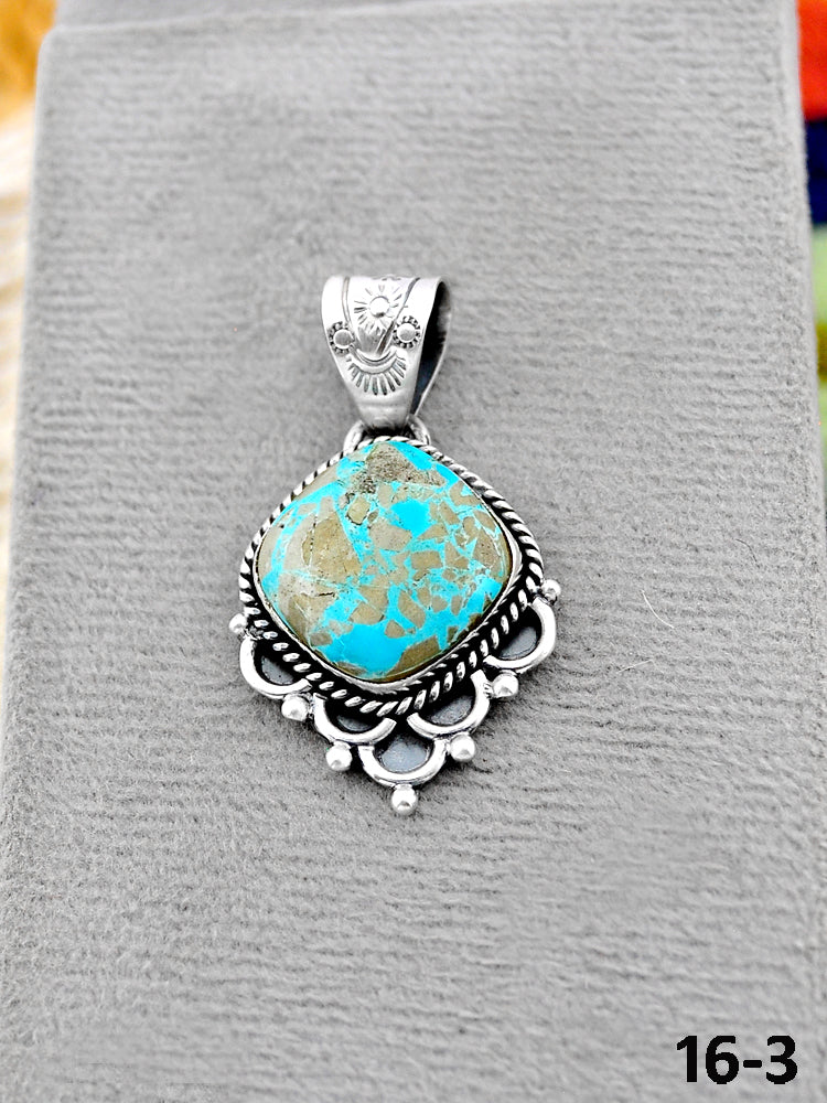 Southwest Handmade Royston Turquoise & Sterling Silver Pendants