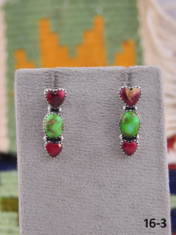 Southwest Made Multi Stone & Sterling Silver Post Earrings