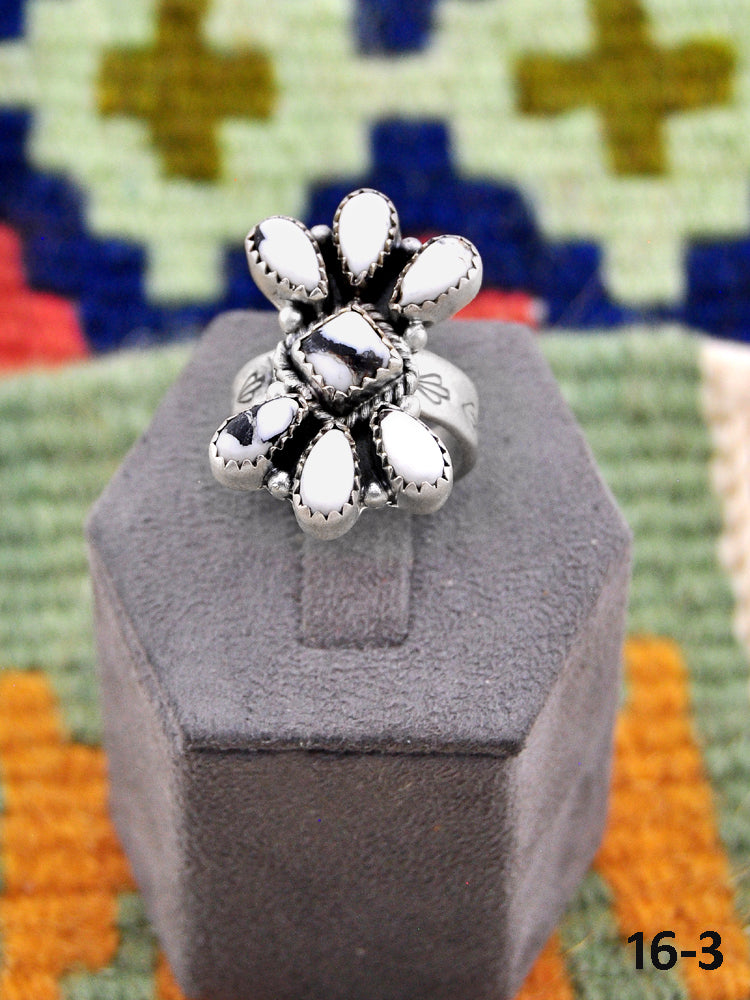 Southwest Made White Buffalo & Sterling Silver Adjustable Ring