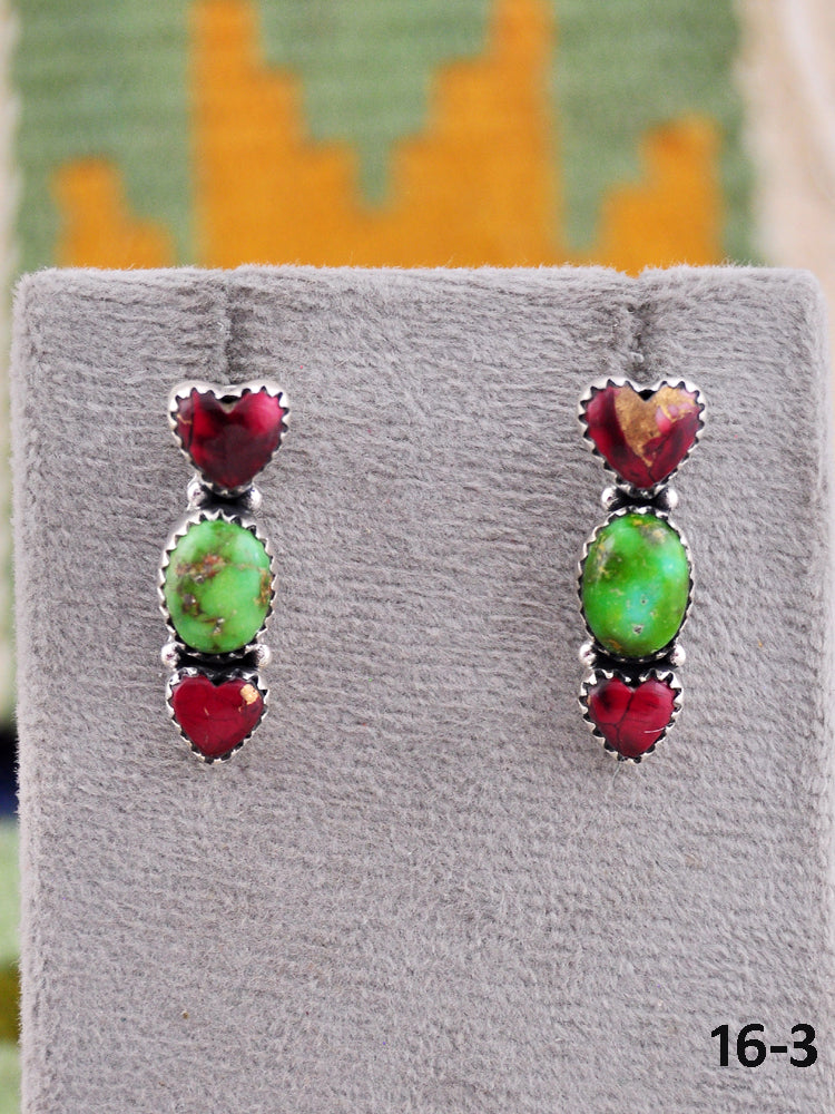 Southwest Made Multi Stone & Sterling Silver Post Earrings