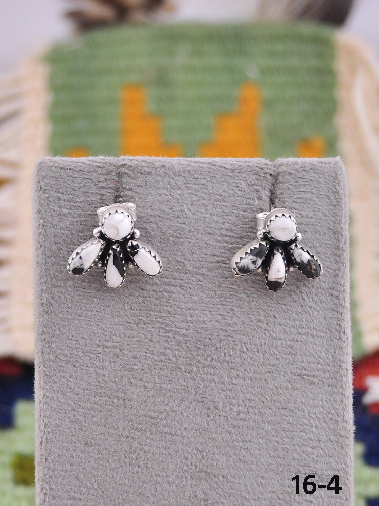 Southwest Made White Buffalo & Sterling Silver Post Earrings