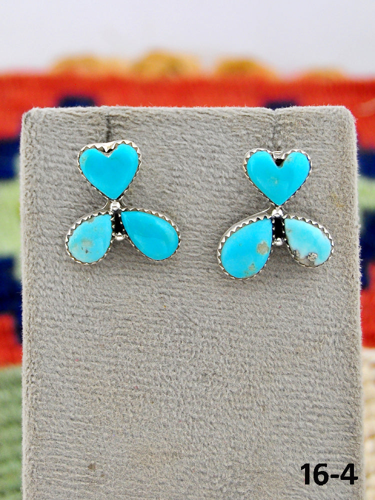 Southwest Made Campitos Turquoise & Sterling Silver Post Studs Earrings