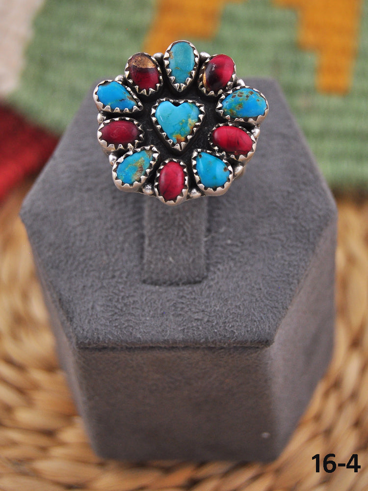 Southwest Handmade Multi Stone & Sterling Silver Adjustable Ring