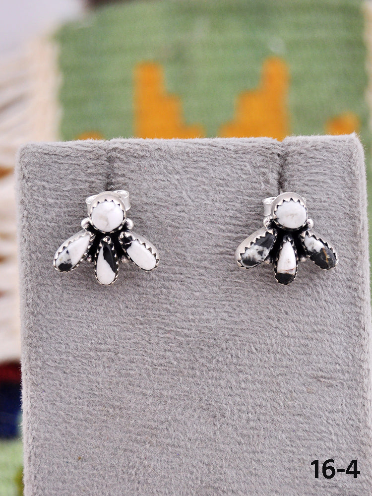 Southwest Made White Buffalo & Sterling Silver Post Earrings