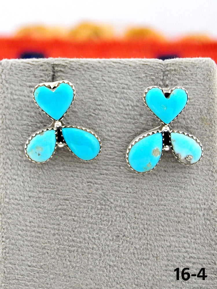 Southwest Made Campitos Turquoise & Sterling Silver Post Studs Earrings