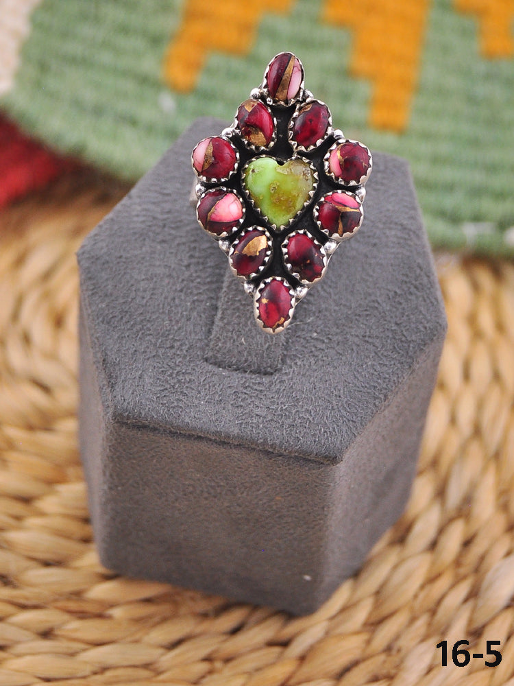 Southwest Handmade Multi Stone & Sterling Silver Adjustable Ring
