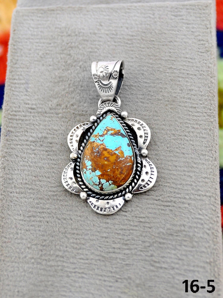 Southwest Handmade Royston Turquoise & Sterling Silver Pendants