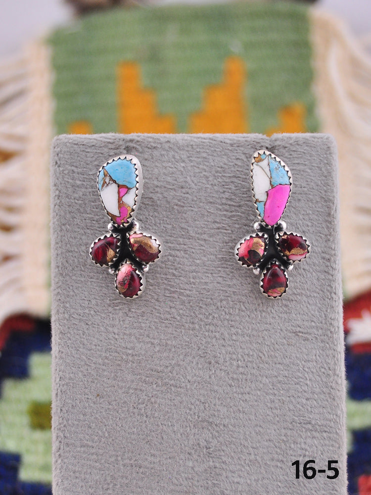 Southwest Made Multi Stone & Sterling Silver Post Earrings