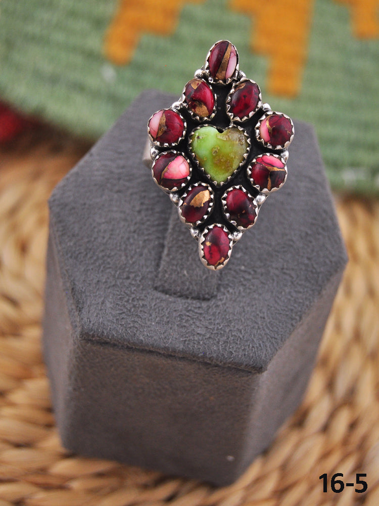 Southwest Handmade Multi Stone & Sterling Silver Adjustable Ring