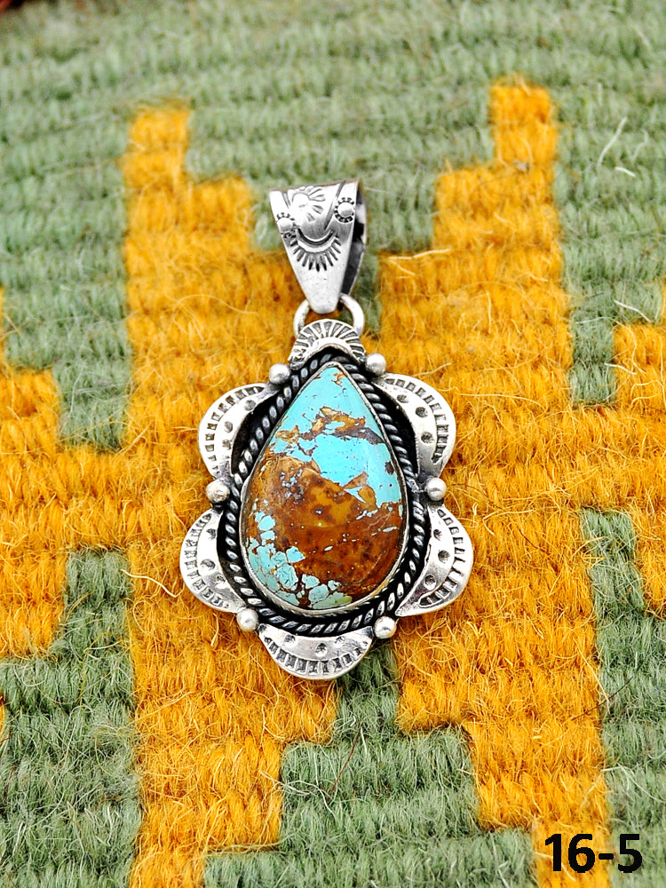 Southwest Handmade Royston Turquoise & Sterling Silver Pendants