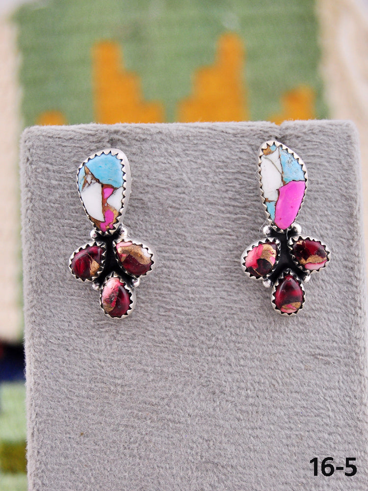 Southwest Made Multi Stone & Sterling Silver Post Earrings