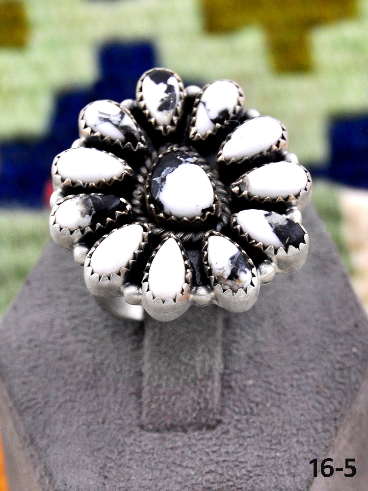 Southwest Made White Buffalo & Sterling Silver Adjustable Ring