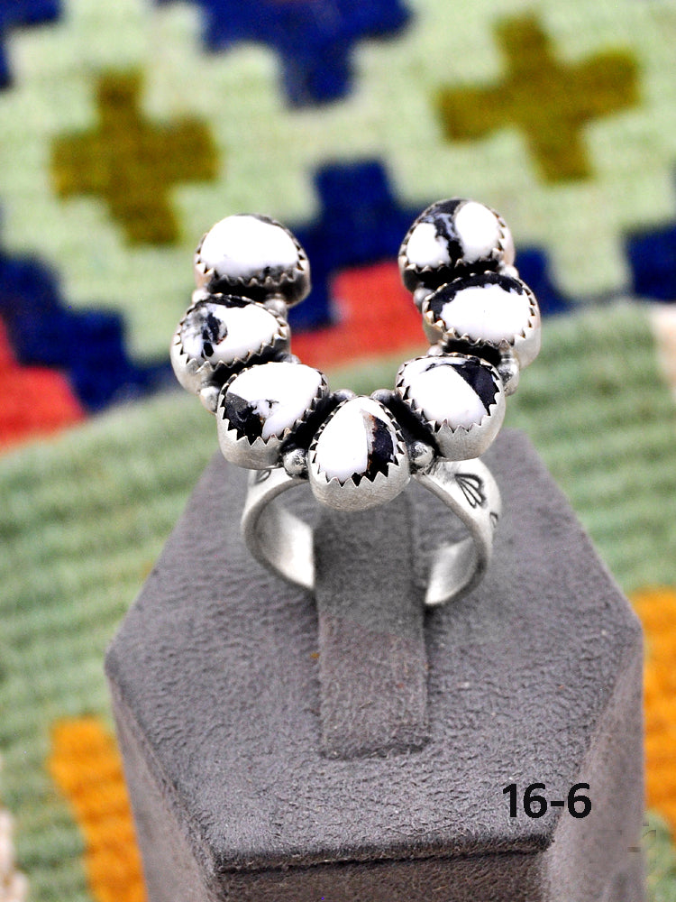 Southwest Made White Buffalo & Sterling Silver Adjustable Ring
