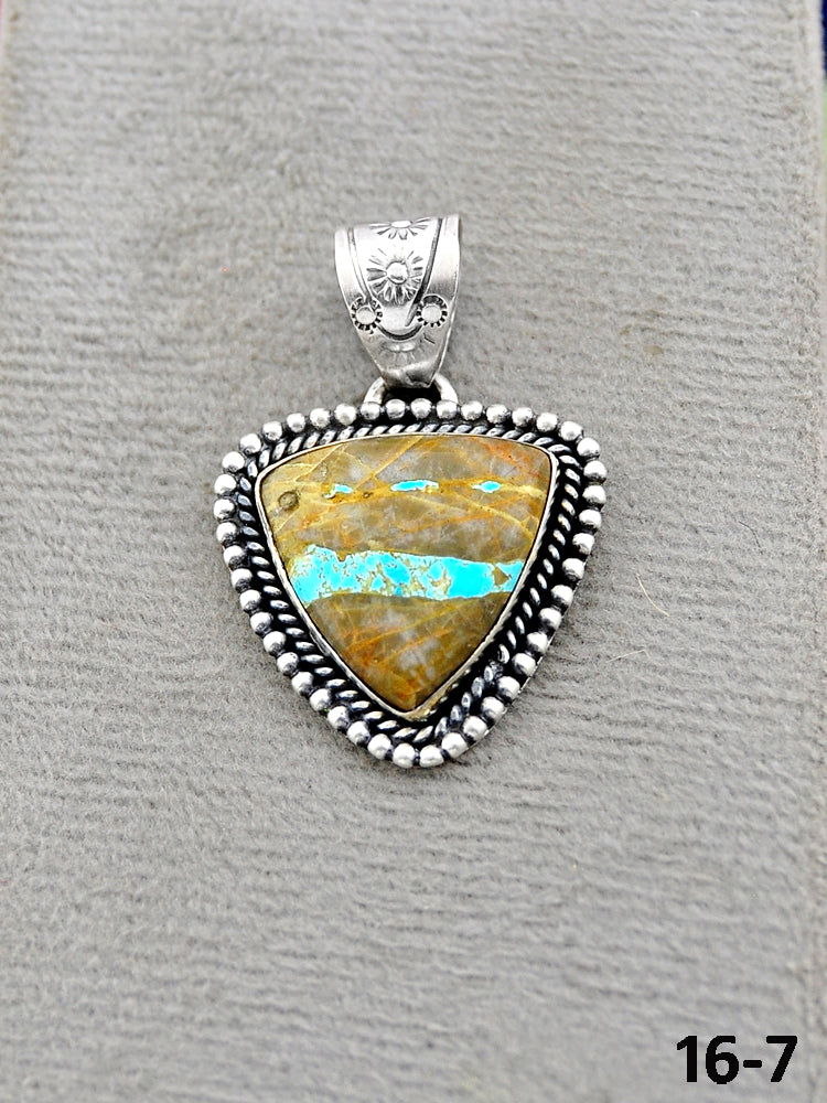 Southwest Handmade Royston Turquoise & Sterling Silver Pendants