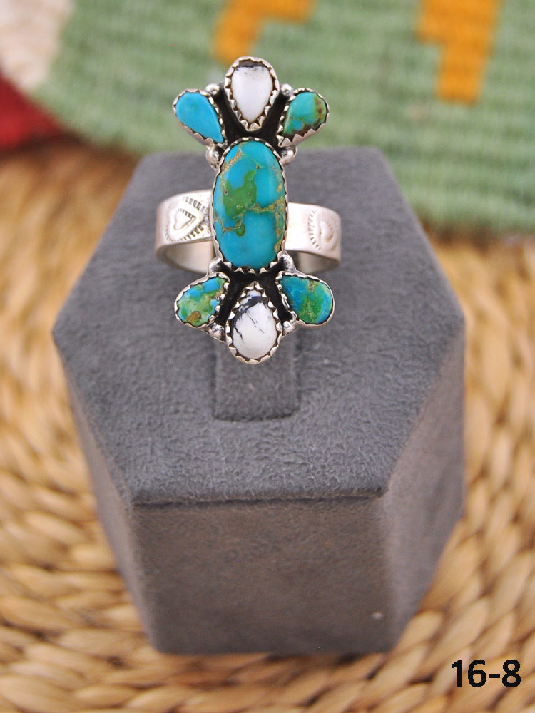 Southwest Handmade Multi Stone & Sterling Silver Adjustable Ring