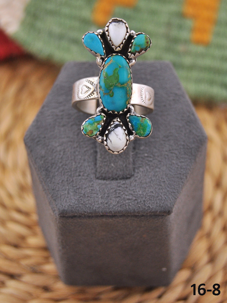 Southwest Handmade Multi Stone & Sterling Silver Adjustable Ring