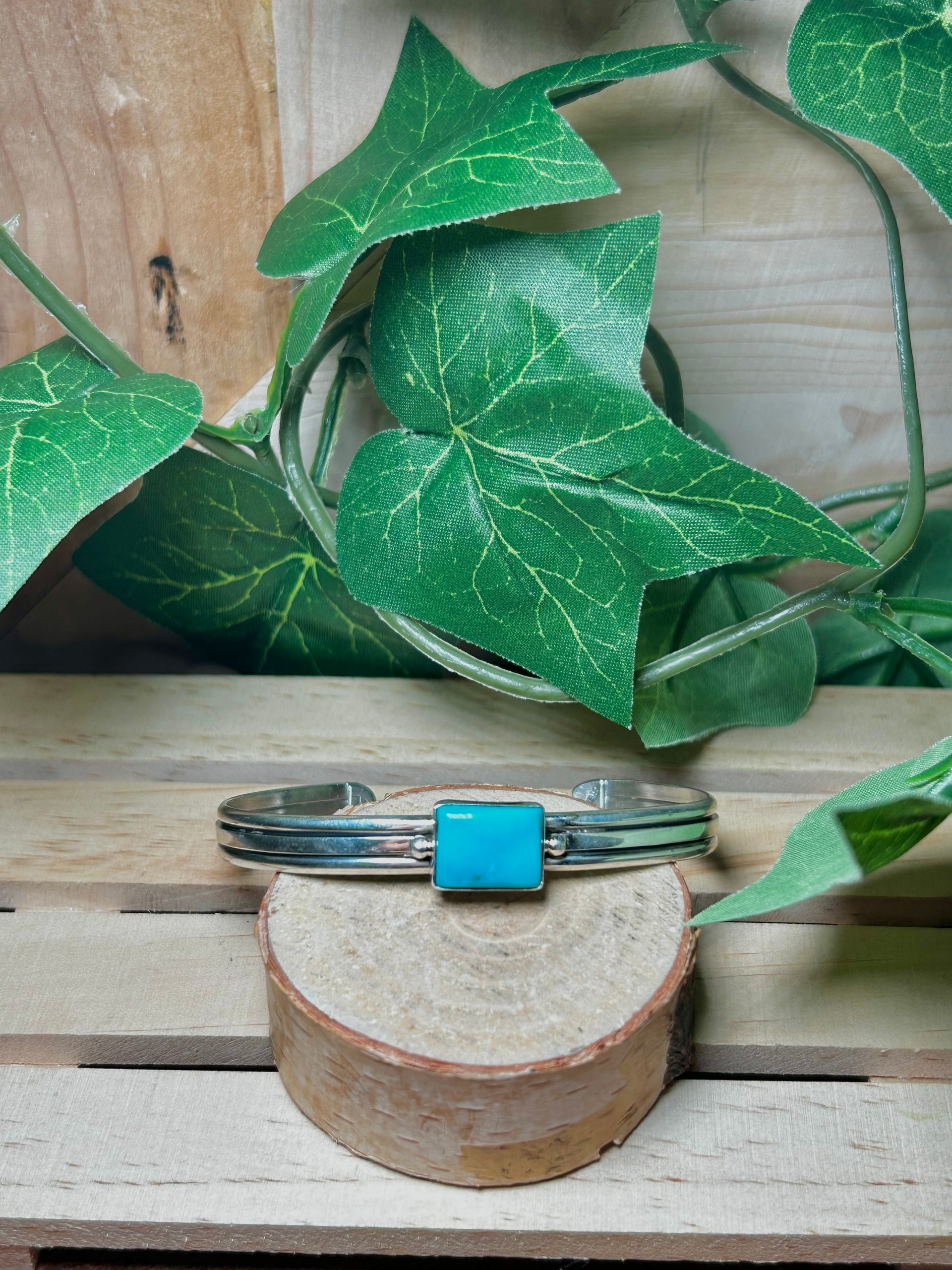 Navajo Made Kingman Turquoise & Sterling Silver Cuff Bracelet