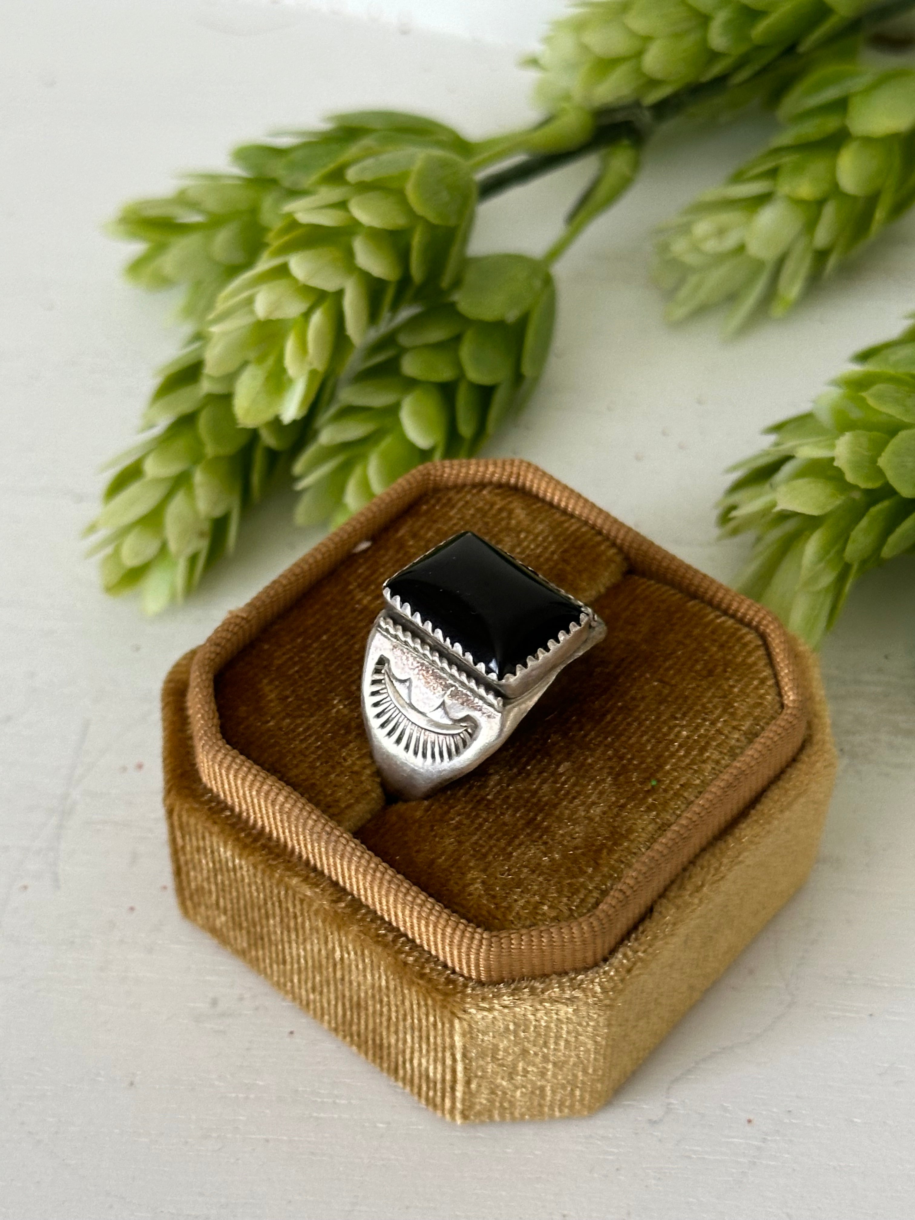 Navajo Made Onyx & Sterling Silver Ring