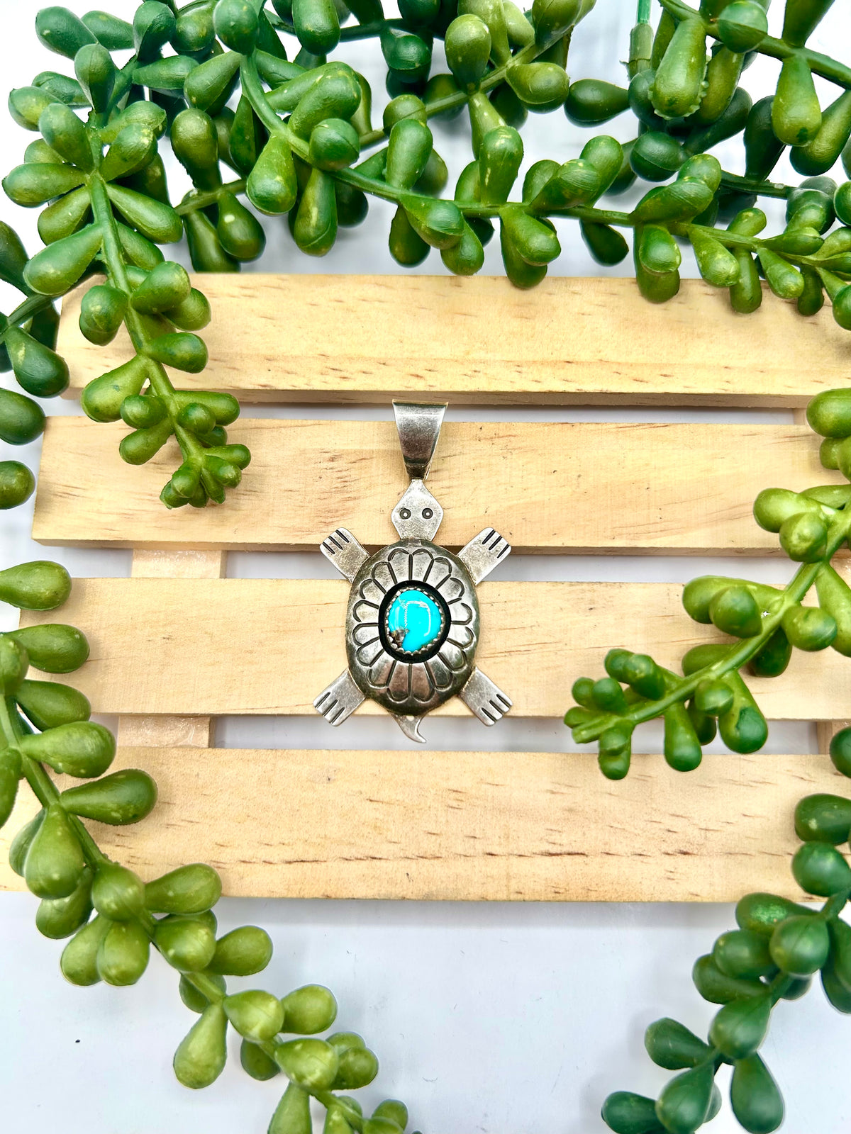 Old Pawn Tommy Jackson Kingman Turquoise & Sterling Silver Pendant
