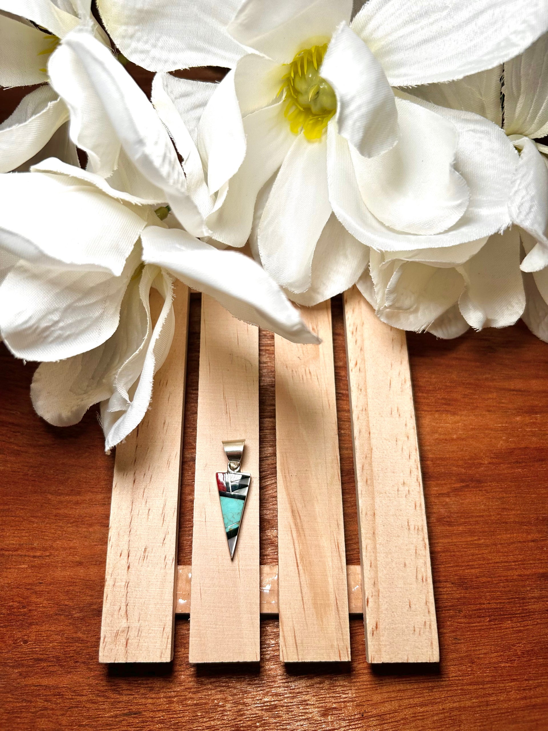 Zuni Made Multi Stone & Sterling Silver Pendant