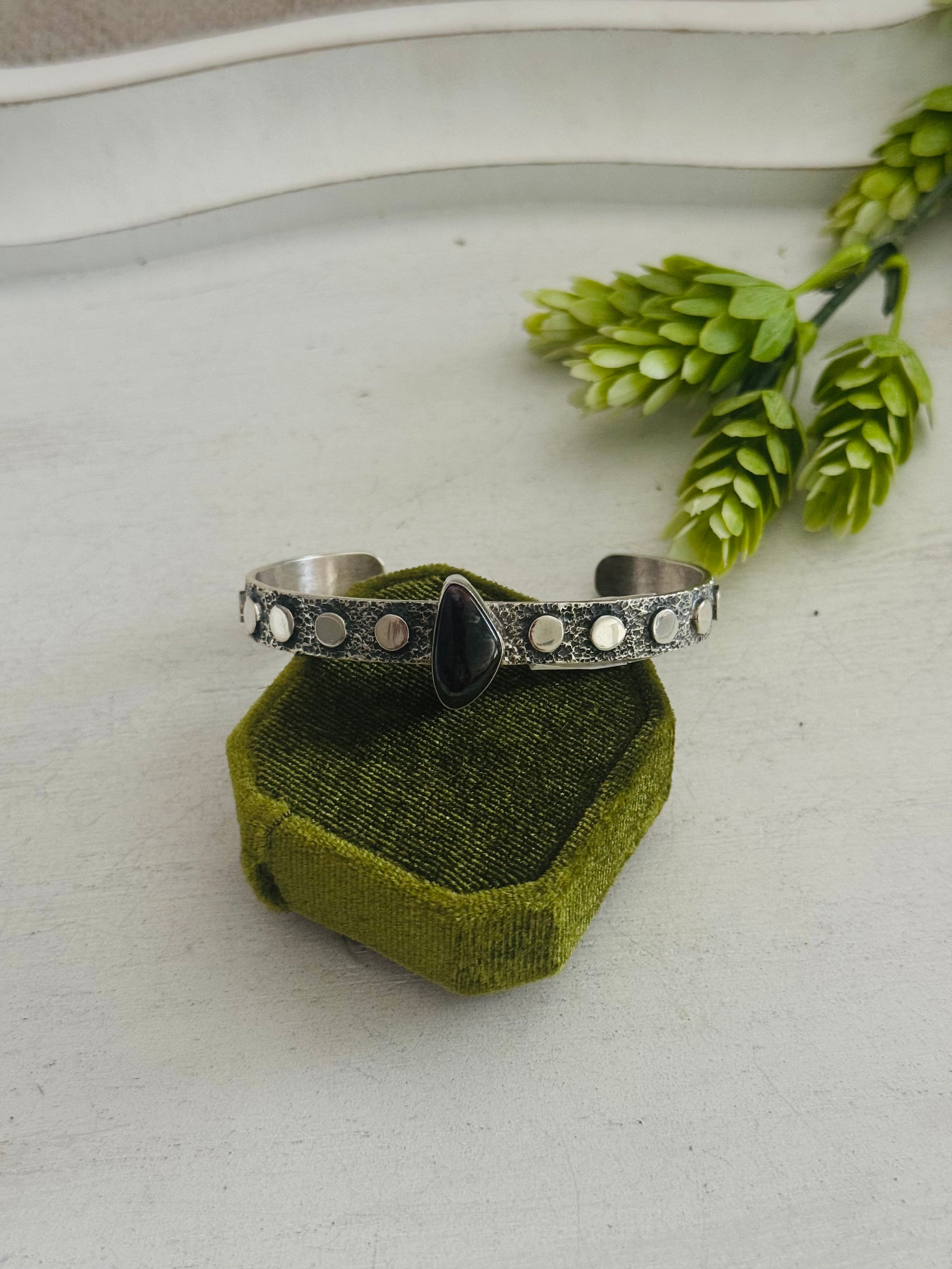 David Benally Sugilite & Sterling Silver Cluster Tufa Cast Cuff Bracelet