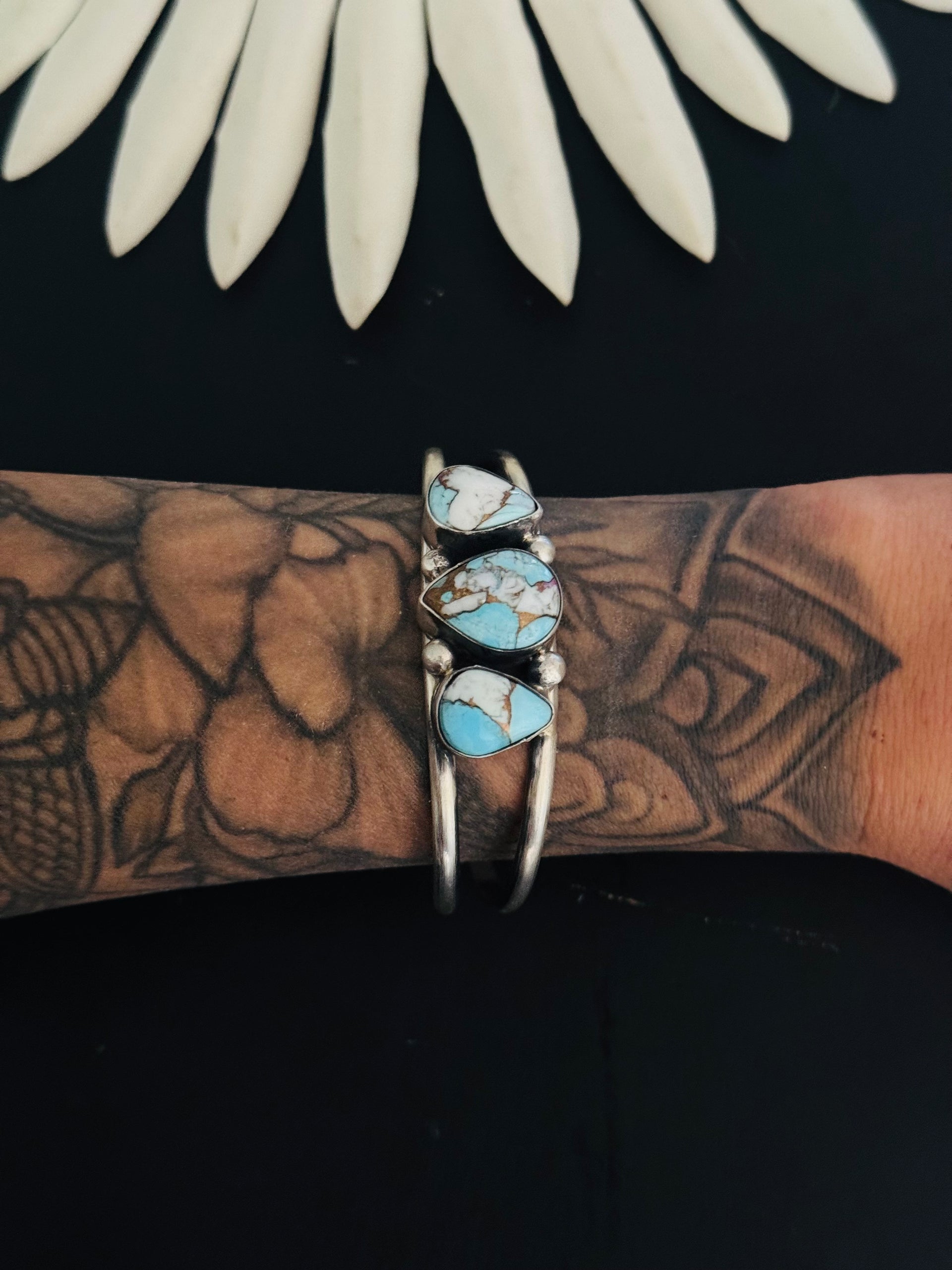 Augustine Largo Cotton Dahlia & Sterling Silver Cuff Bracelet