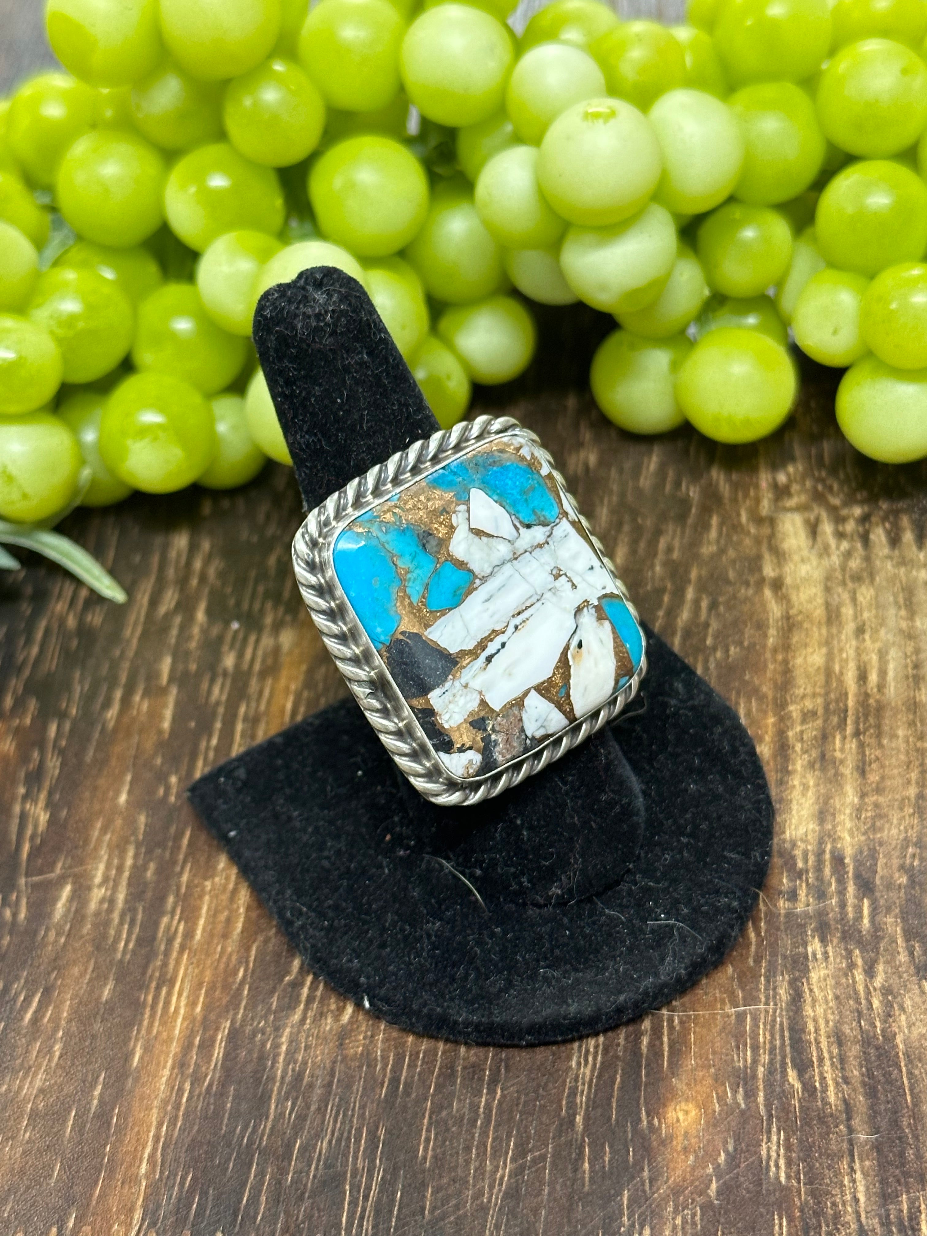 Augustine Largo Mohave Turquoise & Sterling Silver Adjustable Ring