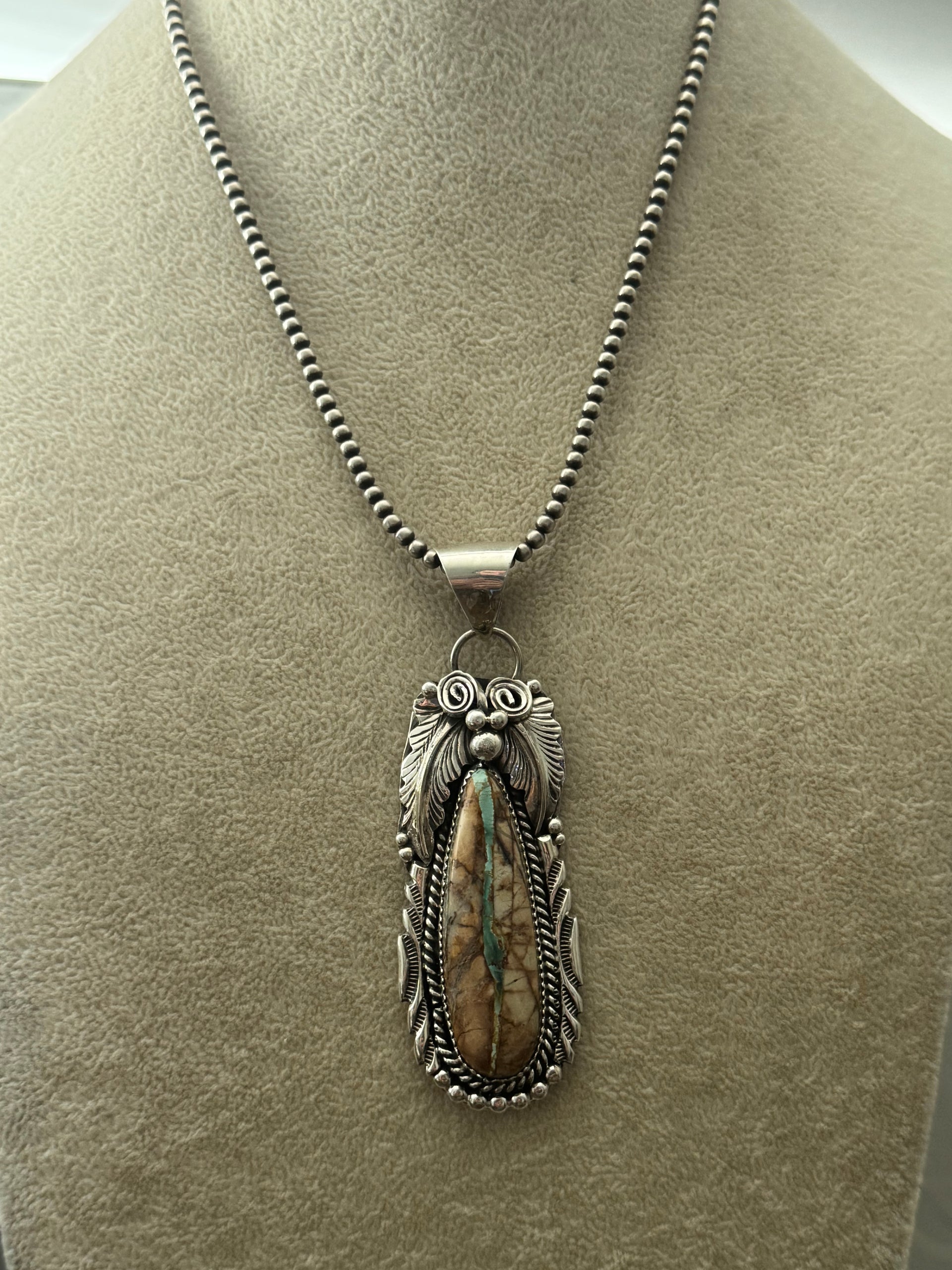 Mike Thomas Boulder Turquoise & Sterling Silver Pendant