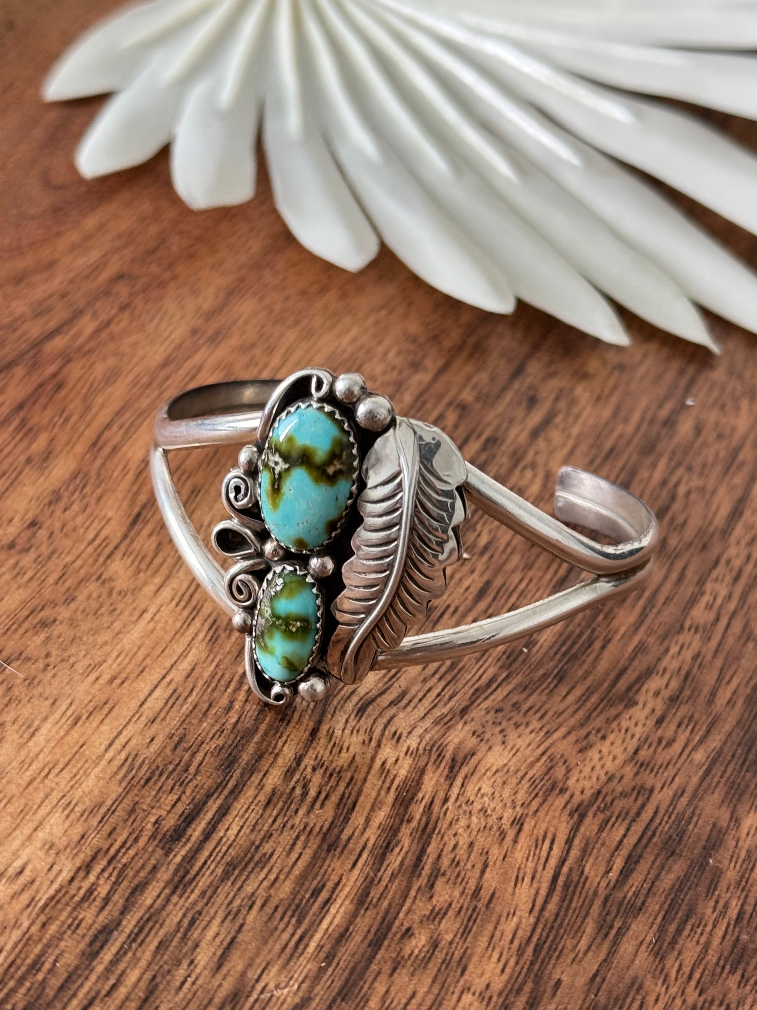 Navajo Made Sonoran Mountain Turquoise & Sterling Silver Cuff Bracelet