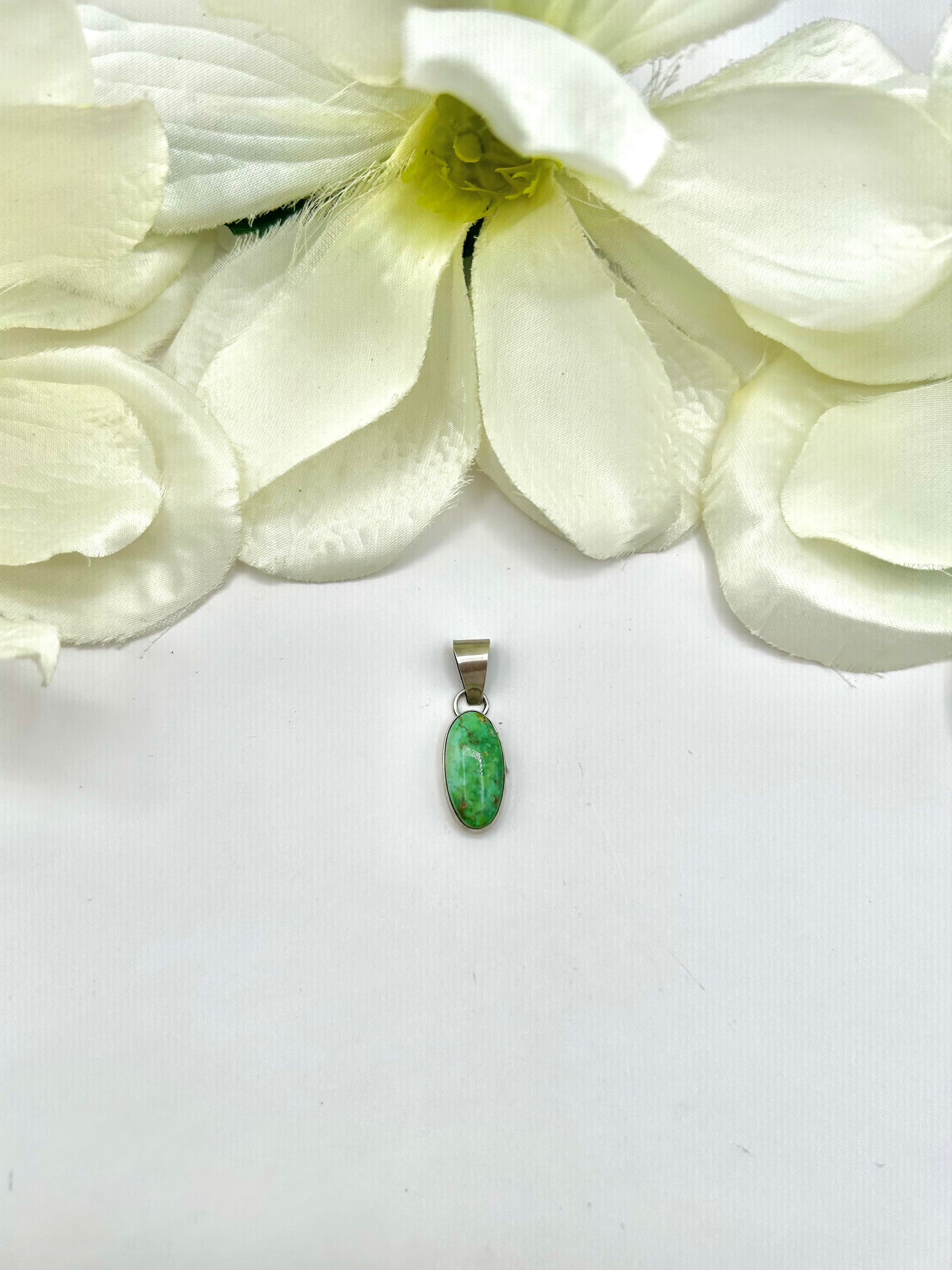 Navajo Made Sonoran Gold Turquoise & Sterling Silver Pendant