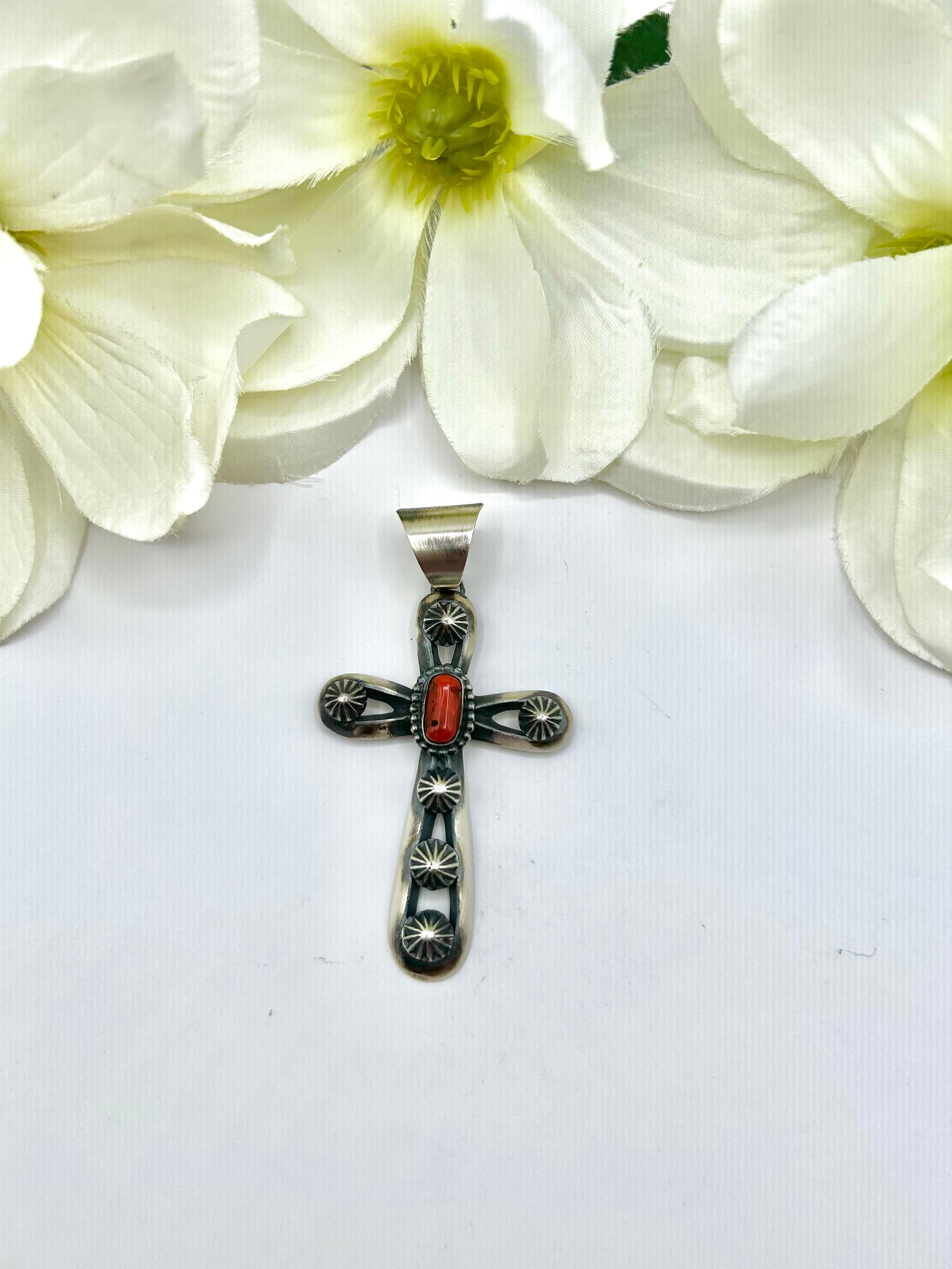 Chimney Butte Mediterranean Coral & Sterling Silver Pendant
