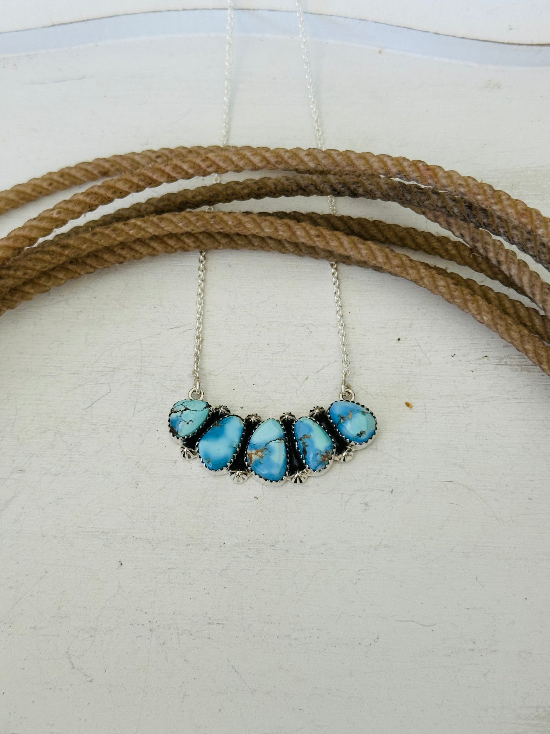 Southwest Handmade Golden Hills Turquoise & Sterling Silver Necklace