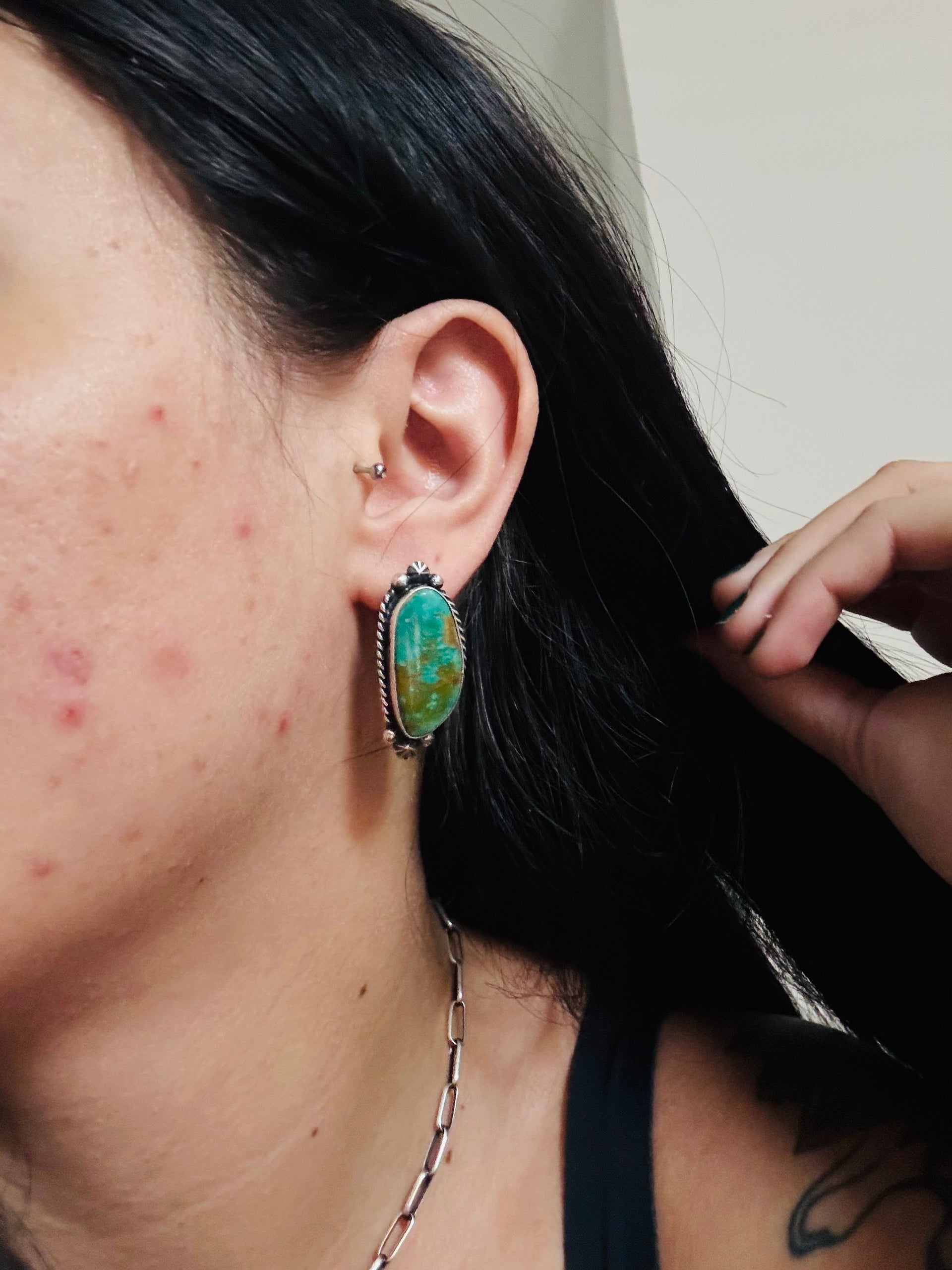 Elouise Kee Royston Turquoise & Sterling Silver Post Earring