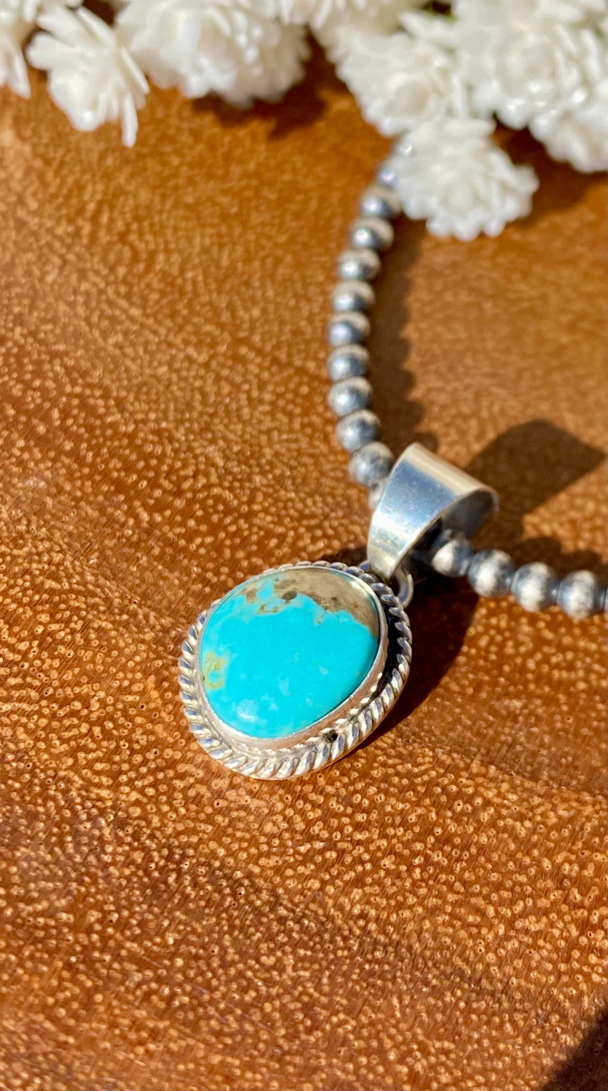 Navajo Made Kingman Turquoise & Sterling Silver PENDANT ONLY