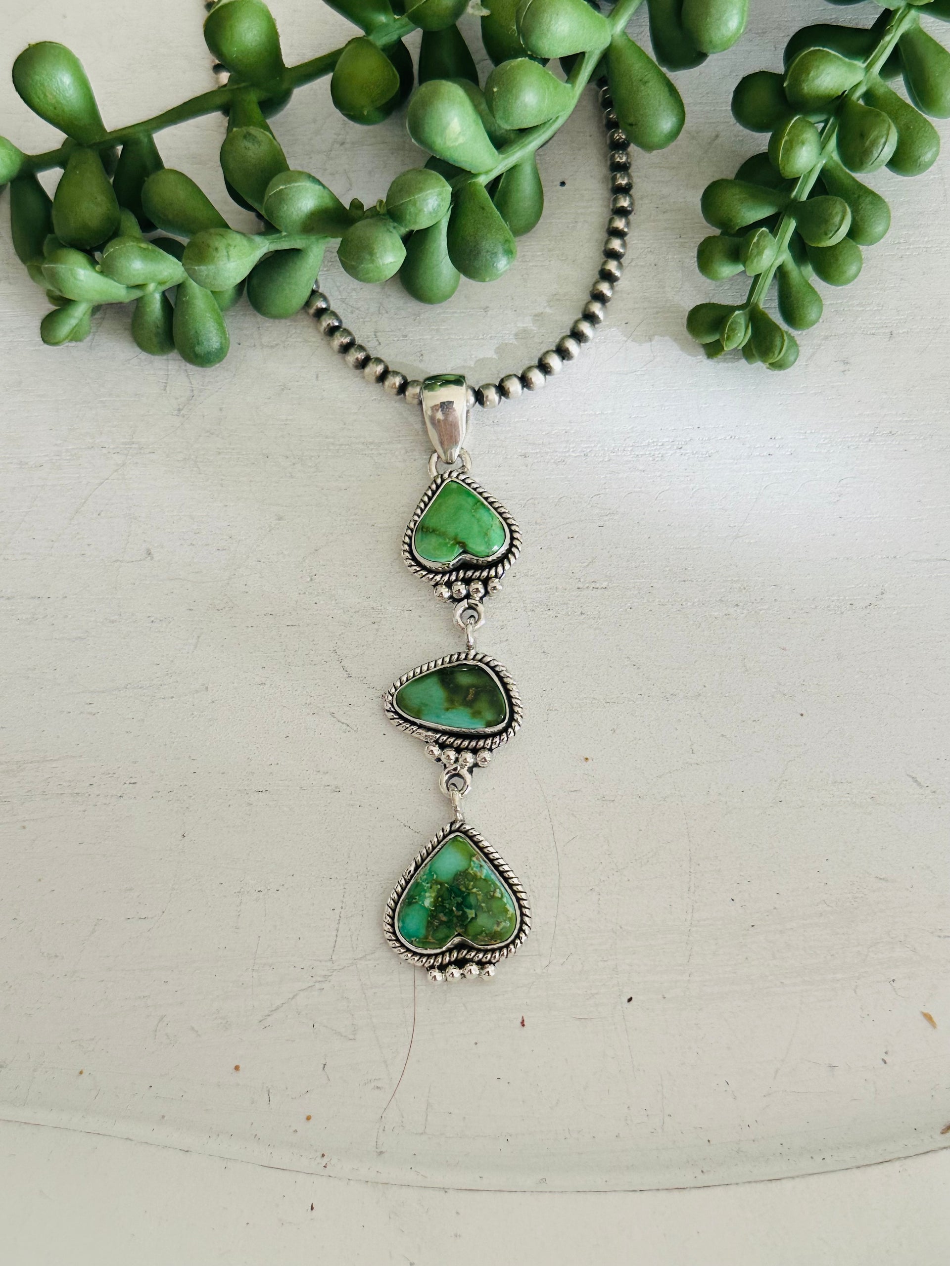 Southwest Handmade Sonoran Gold Turquoise & Sterling Silver Pendant