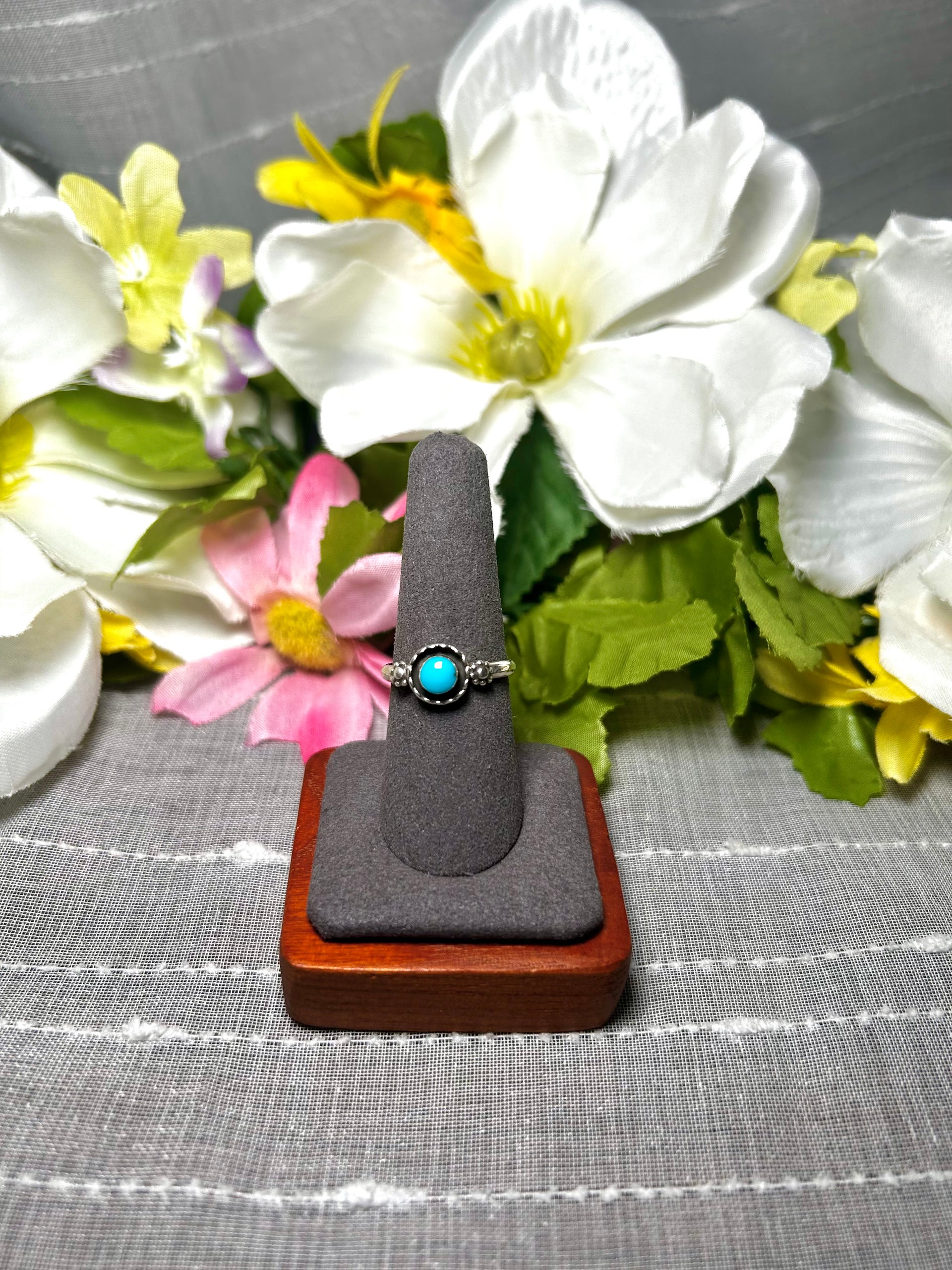 Navajo Made Kingman Turquoise & Sterling Silver Ring