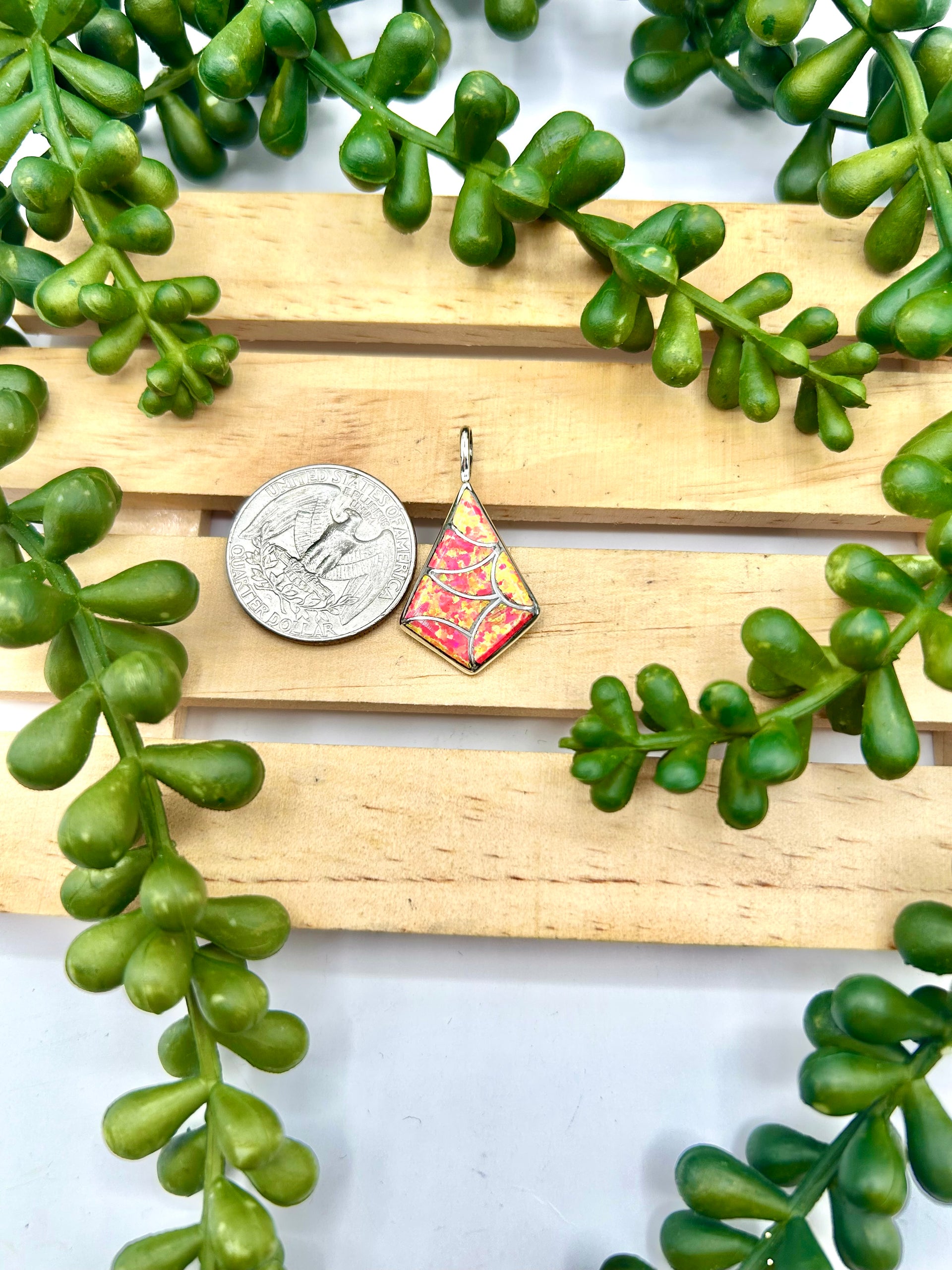 Zuni Made Pink Opal & Sterling Silver Pendant
