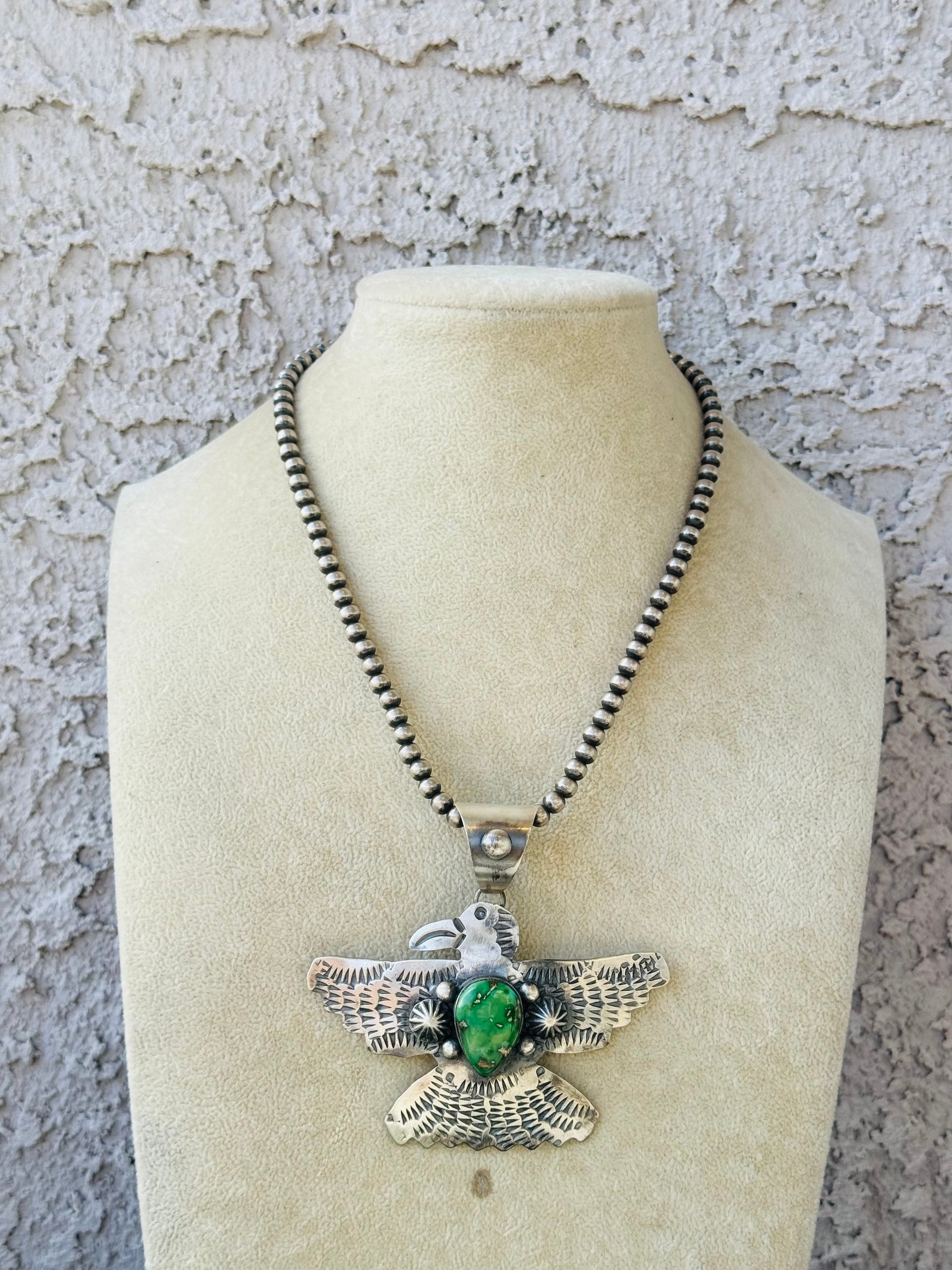 Chimney Butte Sonoran Mountain & Sterling Silver Thunderbird Pendant