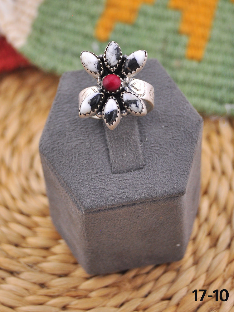 Southwest Handmade Multi Stone & Sterling Silver Adjustable Ring