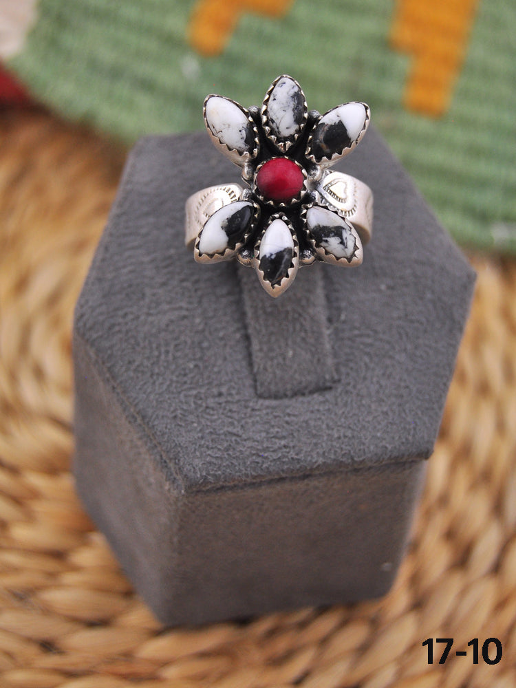 Southwest Handmade Multi Stone & Sterling Silver Adjustable Ring