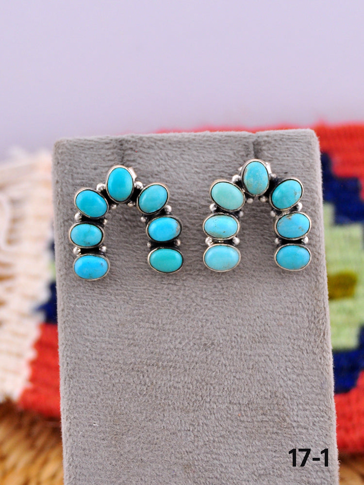 Southwest Made Kingman Turquoise  & Sterling Silver Post Earrings