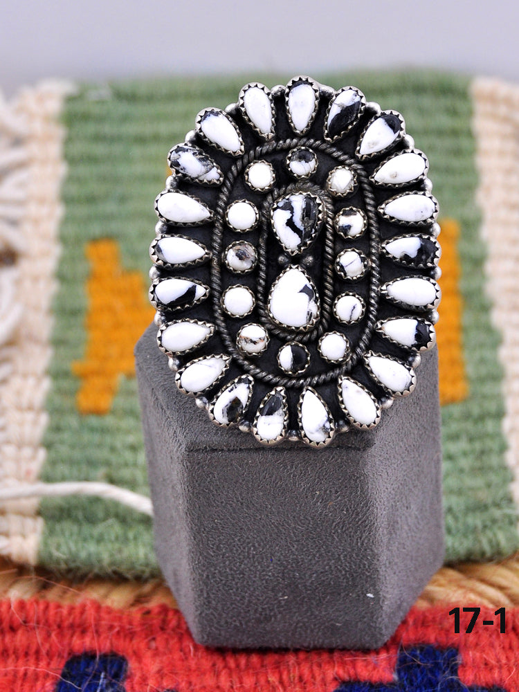 Southwest Made White Buffalo Adjustable Ring