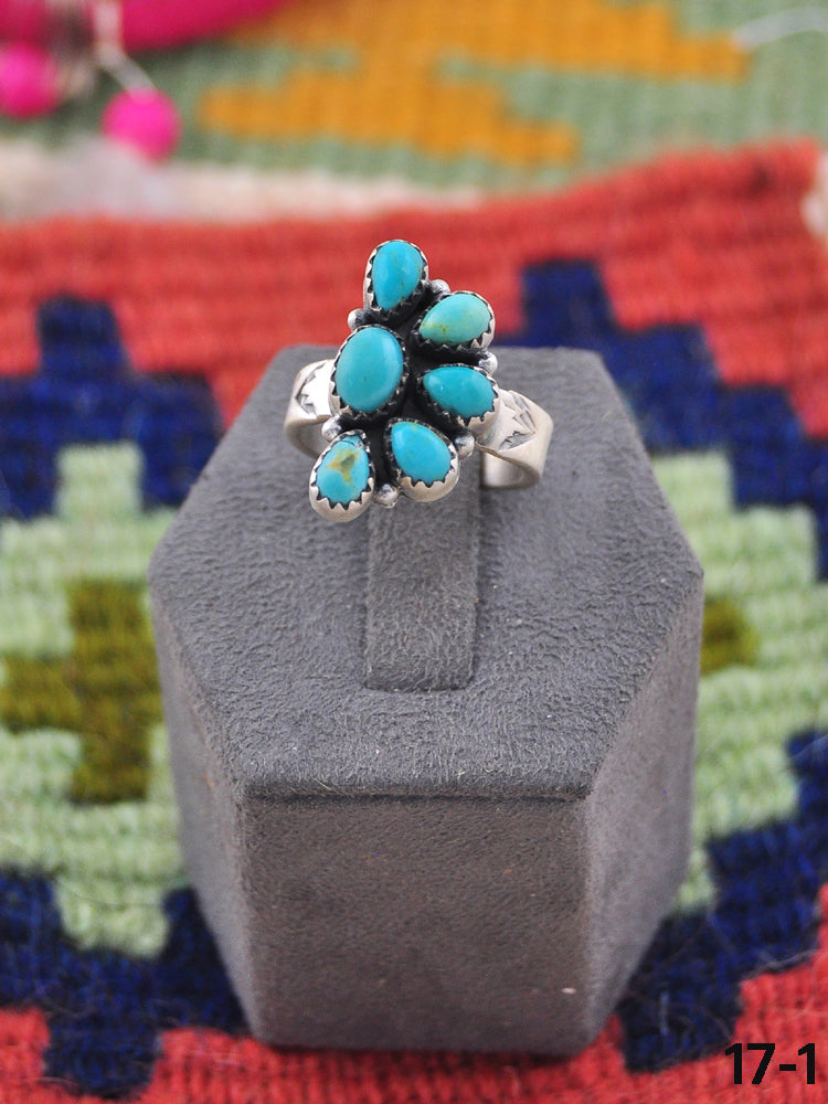 Southwest Made Kingman Turquoise & Sterling Silver Adjustable Ring