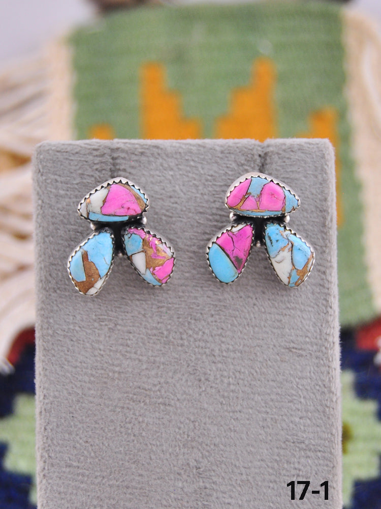 Southwest Made Cotton Candy & Sterling Silver Post Earrings