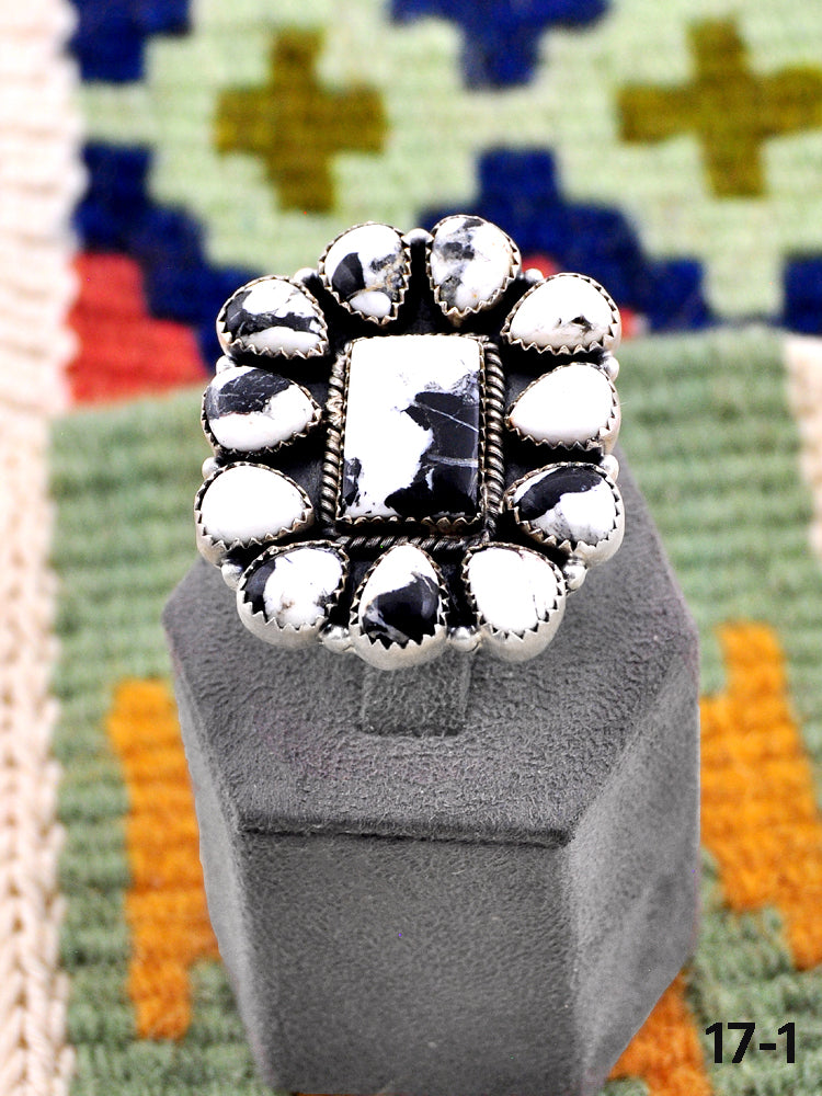 Southwest Made White Buffalo & Sterling Silver Adjustable Ring