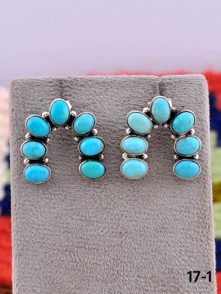 Southwest Made Kingman Turquoise  & Sterling Silver Post Earrings