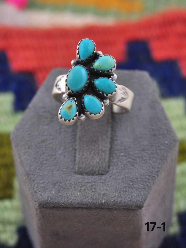 Southwest Made Kingman Turquoise & Sterling Silver Adjustable Ring
