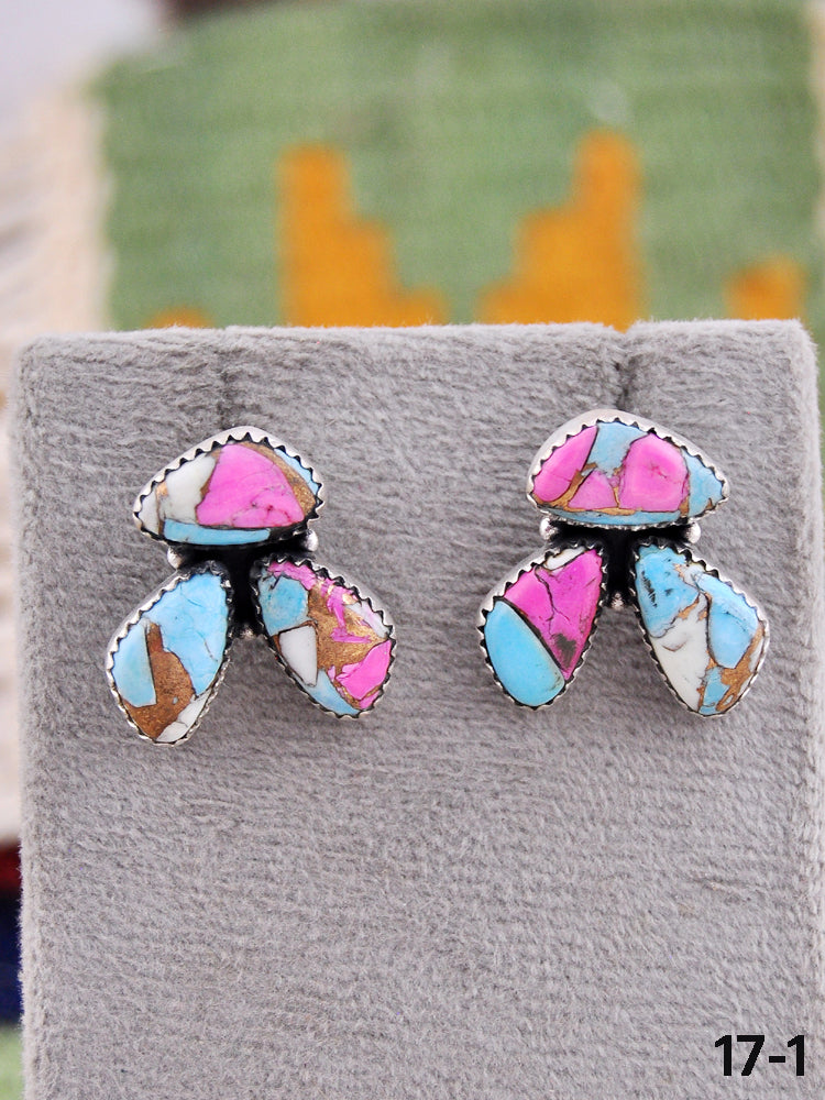 Southwest Made Cotton Candy & Sterling Silver Post Earrings