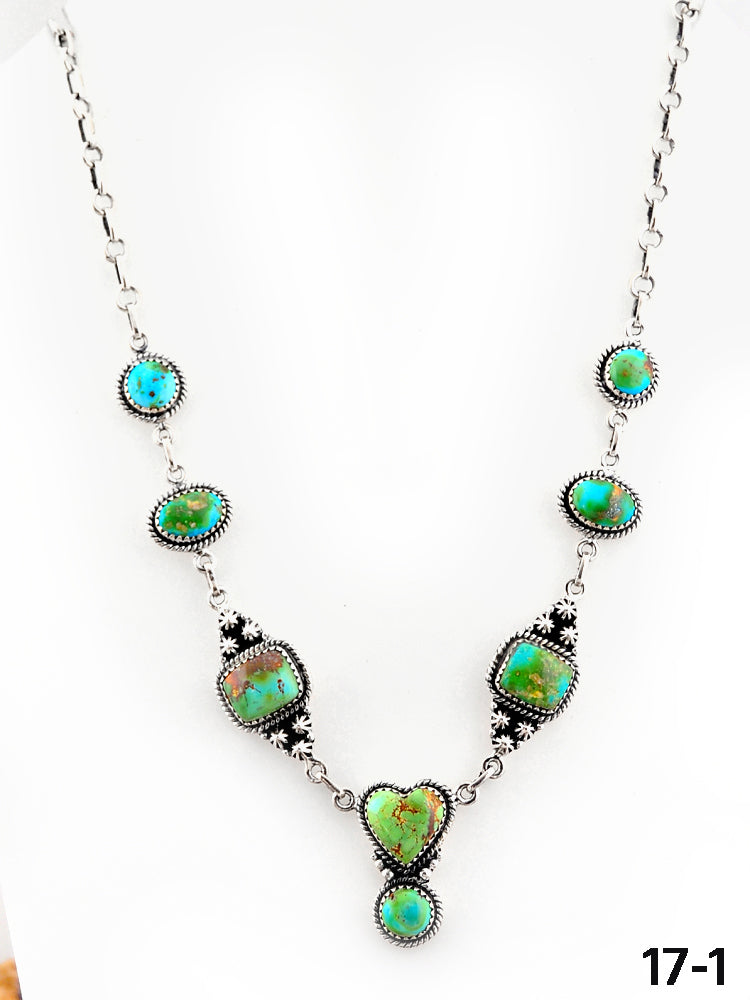 Southwest Made Emerald Valley Turquoise & Sterling Silver Necklace